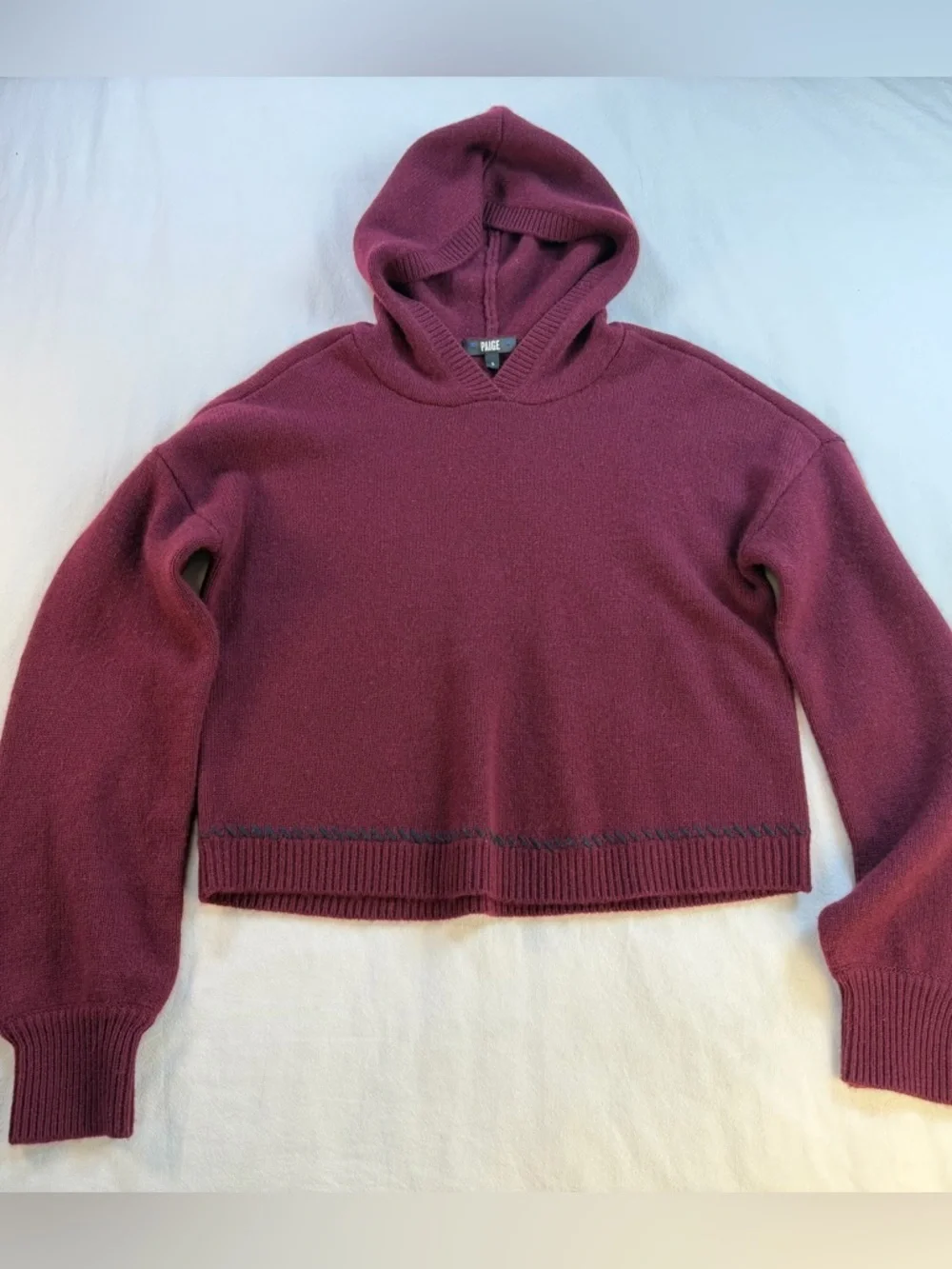 PAIGE Cashmere Hooded Sweater in Cherry Wine size Small